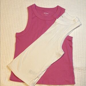 Old Navy Pink and White Tank Tops
